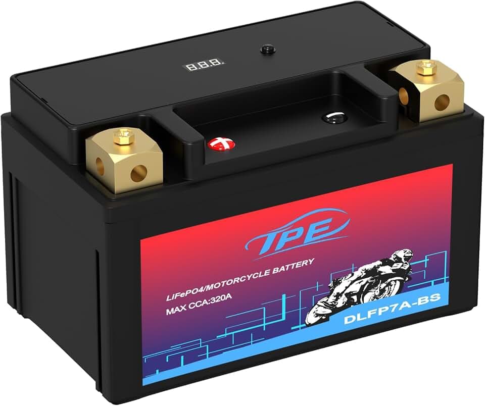TPE Lithium Motorcycle Scooter Battery YTX7A-BS LiFePO4 Engine Start Battery 12.8V 5AH 300 CCA with BMS With Smart Battery Management System 2500-8000 Life Cycles