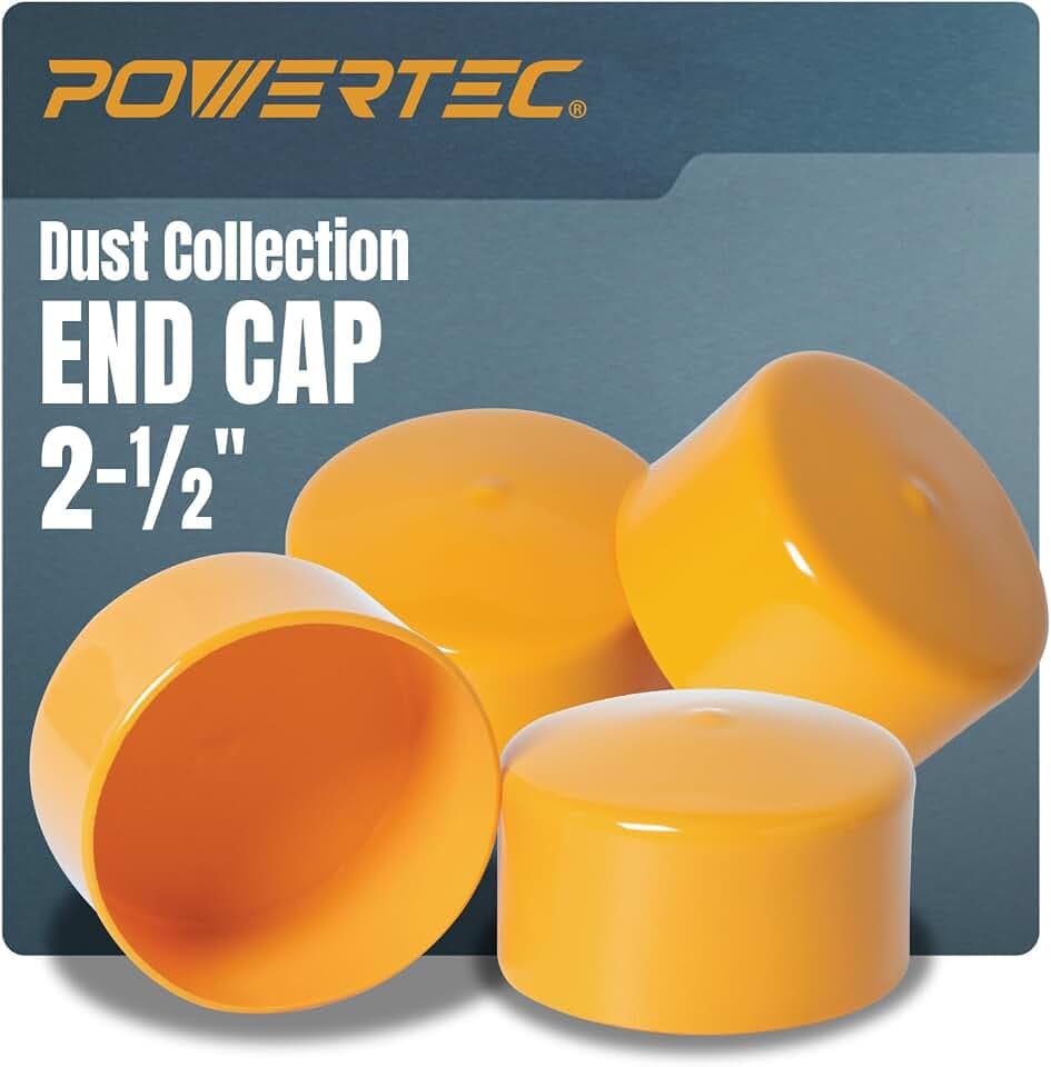 POWERTEC 2-1/2" ID Dust Collection End Cap for 2-1/2" OD Pipes, Plastic Pipe Cover for Woodworking Dust Systems, 4-Pack (70451-P4)