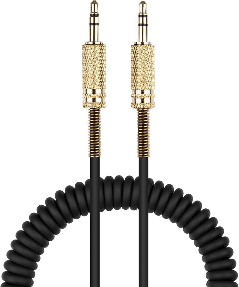weishan Aux-Kabel, Spiral-Kopfhörerkabel, Ersatz für Auto, Stereo, Alexa Dot, Lautsprecher – 3,5 mm TRS-Stecker auf Stecker, Audiokabel, 0,6 m bis 2,4 m lang