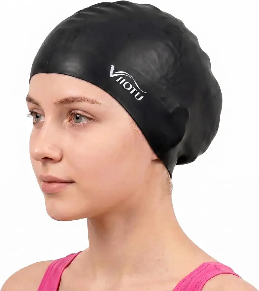Extra große Silikon-Badekappe für langes Haar, hochelastische, wasserdichte Badekappe für Erwachsene, Damen und Herren mit dickem Haar, Zöpfen, Locken und Flechtfrisuren