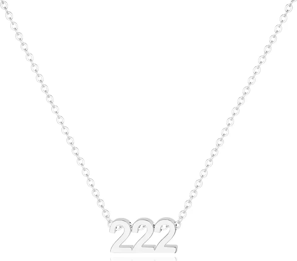 Angel Number Necklace for Women,18K Gold Plated 111 222 333 444 555 777 888 999 1111 Necklace Numerology Jewelry