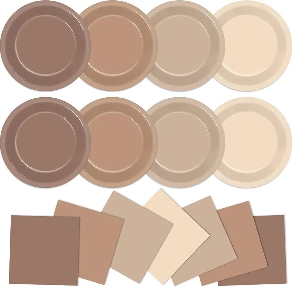 Qyeahkj 100Pcs Boho Baby Shower Decorations 7" Gradient Brown Disposable Paper Plates and Napkins Neutral Party Dinner Tableware Set Farmhouse Wedding Gender Reveal Birthday Party Supply（Boho Brown）