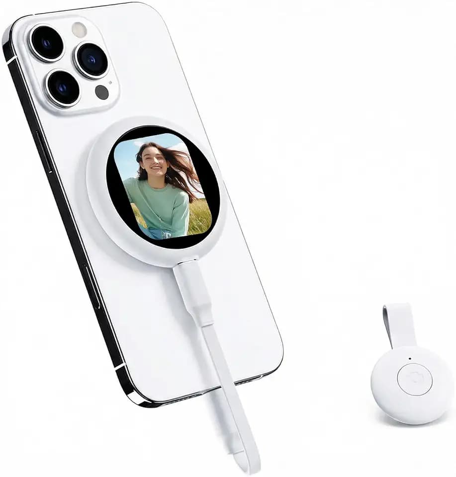 Selfie Monitor Screen for iPhone, Magnetic Back Camera Monitor, White