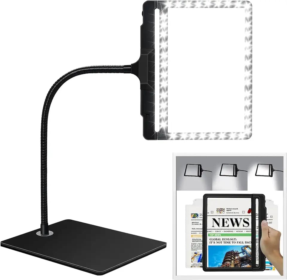 NZQXJXZ 5X Lupe mit Licht und Ständer, 2-in-1 Abnehmbare Leselupe mit Licht