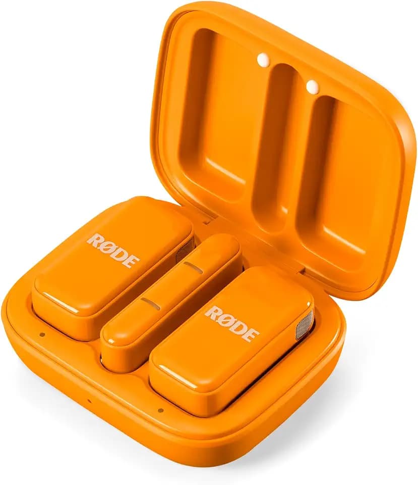 RØDE Wireless Micro - Kompaktes kabelloses Mikrofon, Zwei Mikrofone mit Ladecase für die Smartphone-Inhaltserstellung - USB-C, Orange