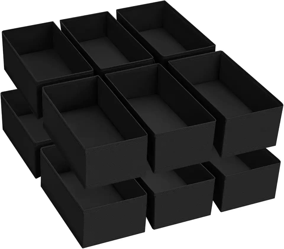 DIMJ Schubladen Organizer Schrank Organizer - Kleiderschrank Organizer Faltbare Unterwäsche Organizer, Organizer Schublade Stoff für Baby Kleidung, Kinder Socken, 12 Stück, Schwarz