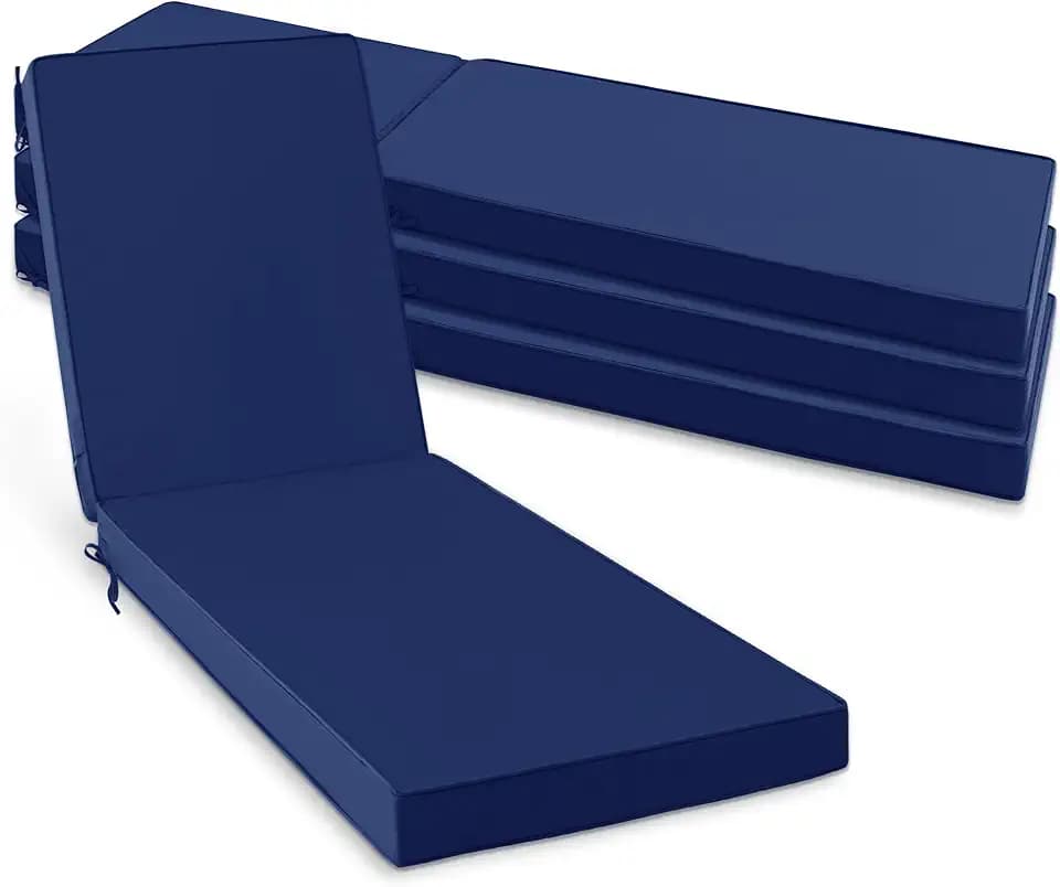 Summsun Chaise Lounge Cushions Outdoor Set of 4, 72 x 21 x 3 Inch, Navy