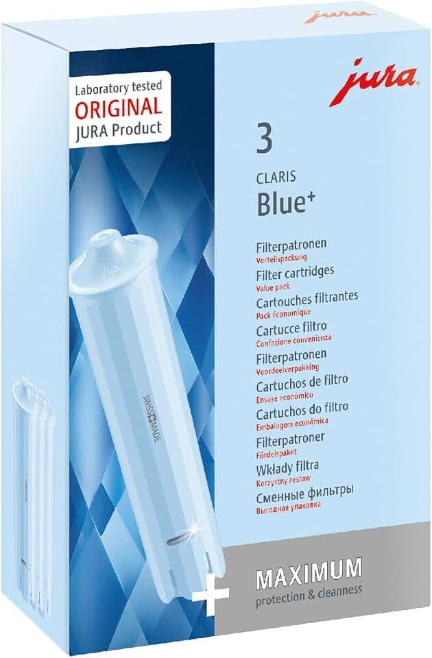 JURA original - CLARIS Blue+ Filterpatrone mit dem Plus an Hygiene - TÜV-zertifizierte Hygiene - 3er-Pack - 24231