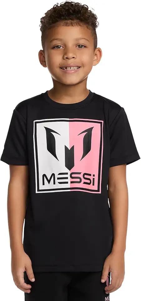 Messi Boys' Lifestyle Short Sleeve Top, Loose-Fit Shirt with Logo, Comfortable, All-Day Wear