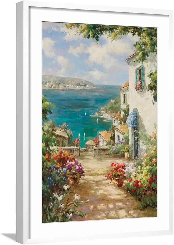 ART.COM Wall Premium Giclee Print Citta del Mare on White Frame by Paline, 23" x 29"