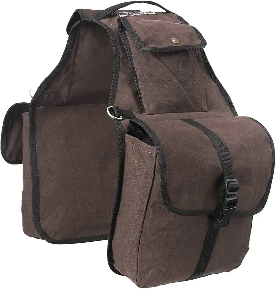 Tough-1 Canvas Saddle Bag for Horses - Brown