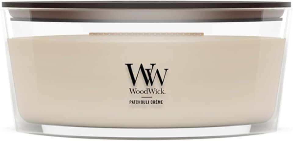 WoodWick Patchouli Crème Scented Candle, Crackling Wick, 16oz