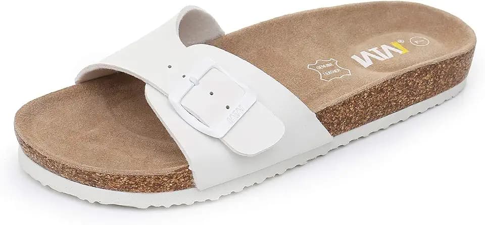 WTW Women's Suede Cork Footbed Sandals Slide for Women with Arch Support