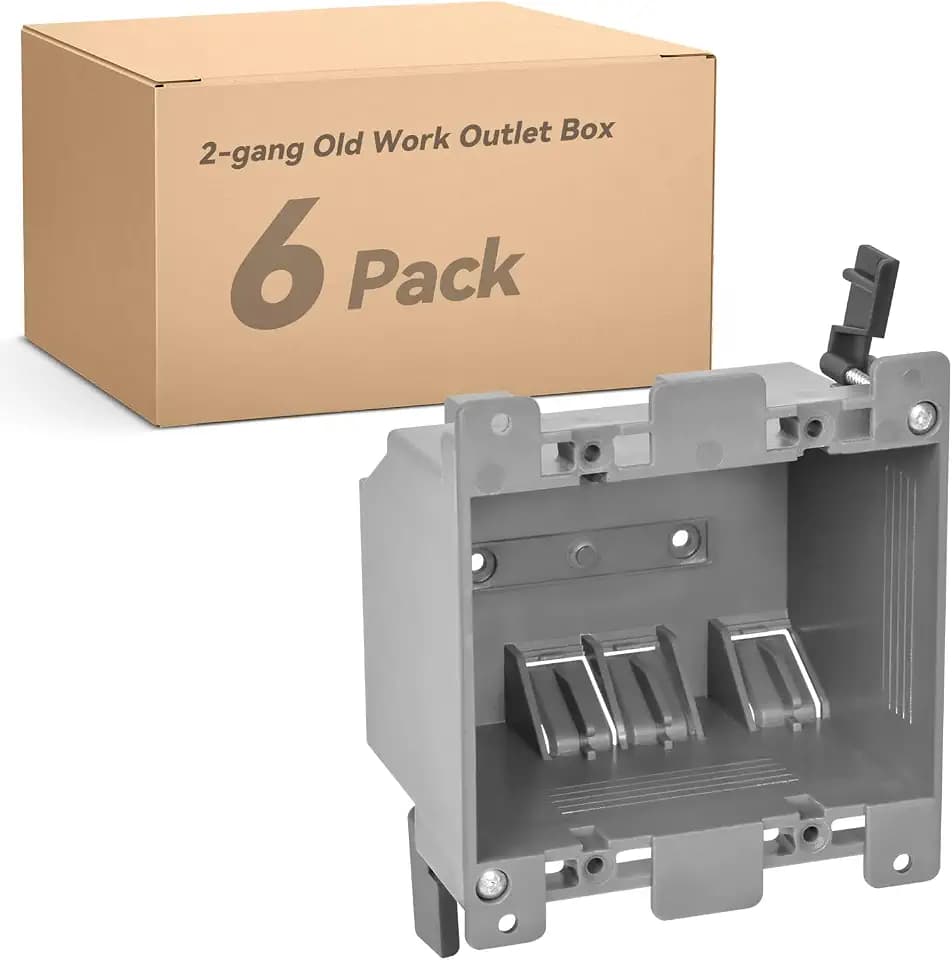 Togalonn Old Work Box 2 Gang, 25 CU. in. Outlet Box, PVC, UL Listed, 6 Pack