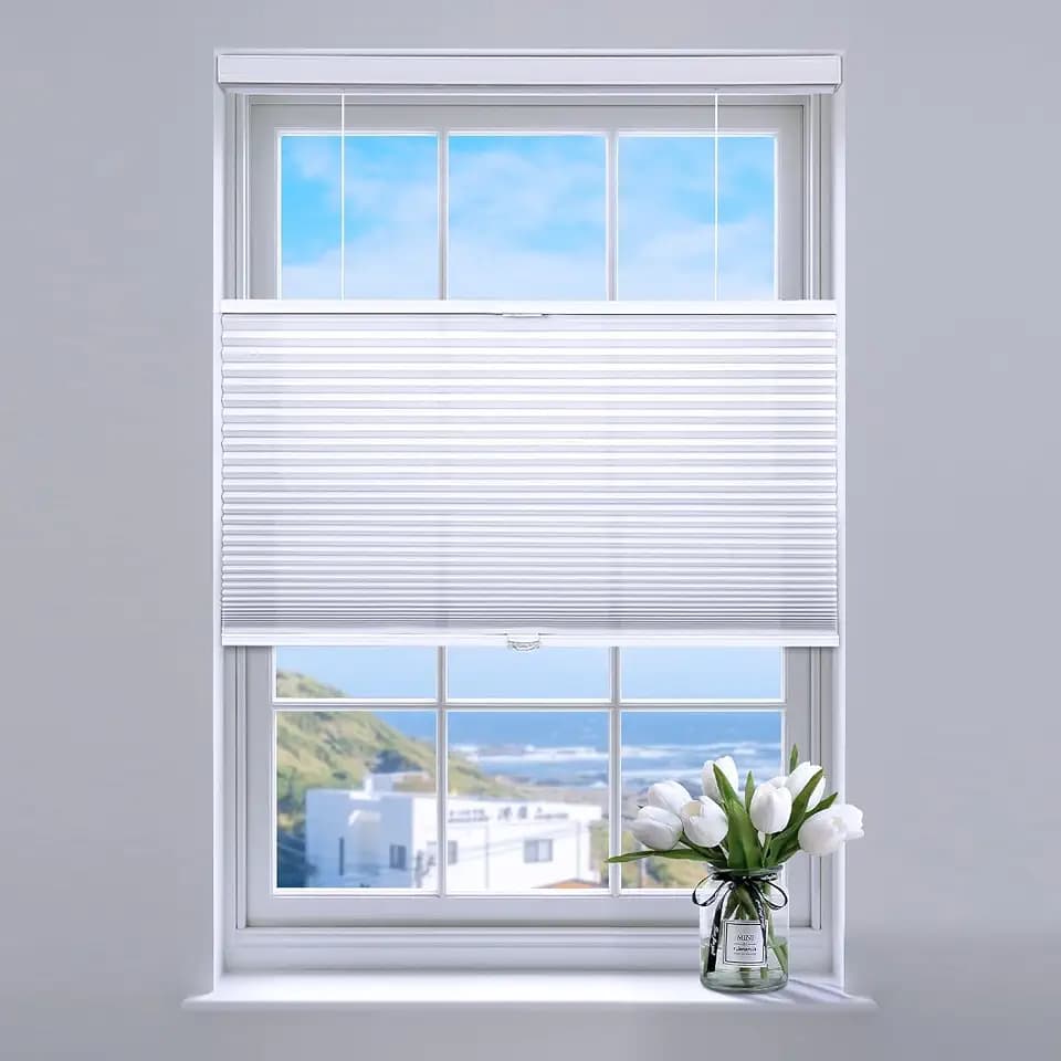 SUNFREE Top Down Bottom Up Cellular Shades 35" W x 64" H, White