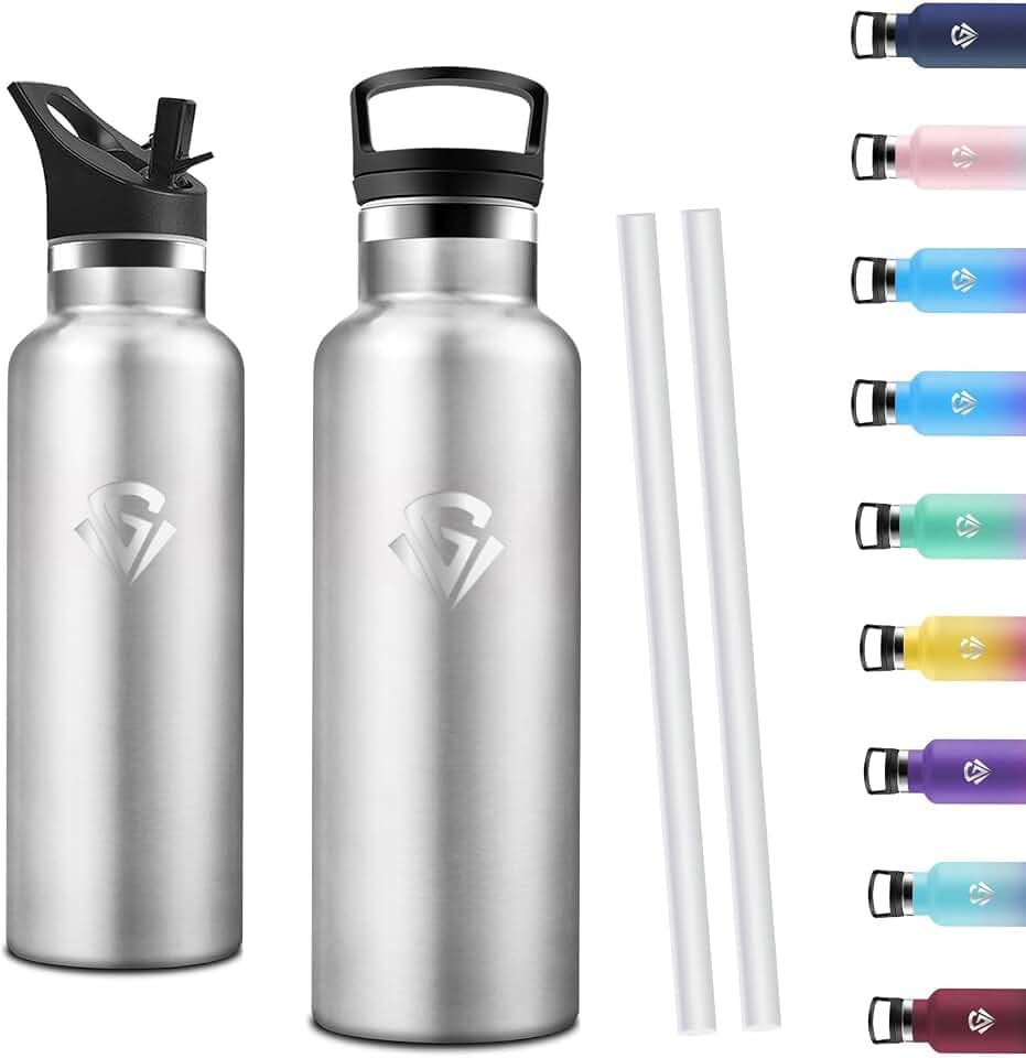 Motswedi Trinkflasche 500ml, Trinkflasche Edelstahl, Thermosflasche, Premium Vakuum Isolierflasche für kaltes und heißes Wasser, Leckdichte für Schule, Büro, Edelstahl