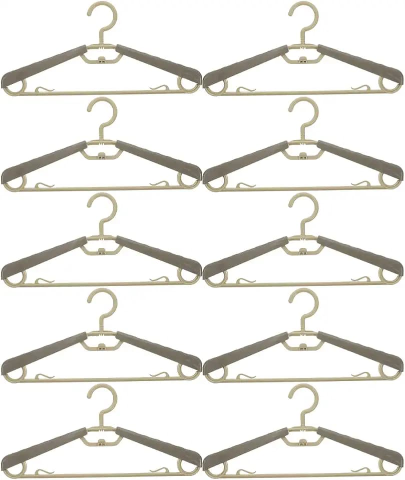 Zerodeko Adjustable Clothes Rack 10-Pack Heavy Duty Extra Wide Plastic Hangers Expandable Space Saving Pants Hangers for Coats Sweaters Closet Organization