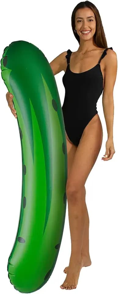 PoolCandy Giant Inflatable Pickle Pool Noodle – 60" Jumbo Funny Pool Float, Realistic Print, Heavy-Duty PVC, Novelty Party Float for Pool, Lake & Beach