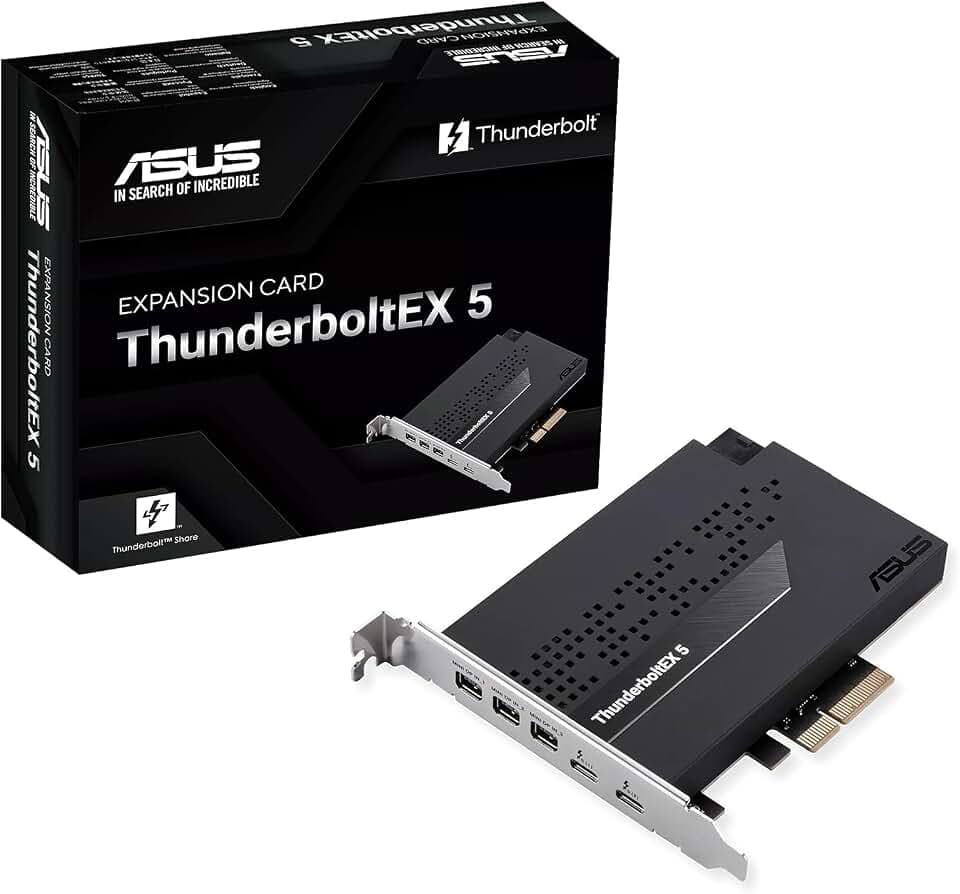 Asus ThunderboltEX 5 Expansion Card, PCIe 4.0, 2x Thunderbolt 5 [USB-C], 3x Mini DisplayPort In, Up to 120Gbps Bandwidth