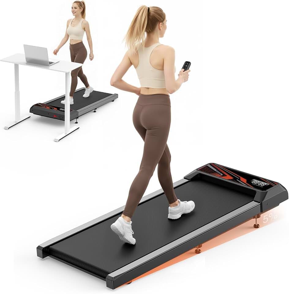 HOELLL Walking Treadmill Pad with 5% Adjustable Incline and APP Sync, Small Compact Under Desk Treadmills for Home and Office with Remote Control and LED Display, 2.5HP