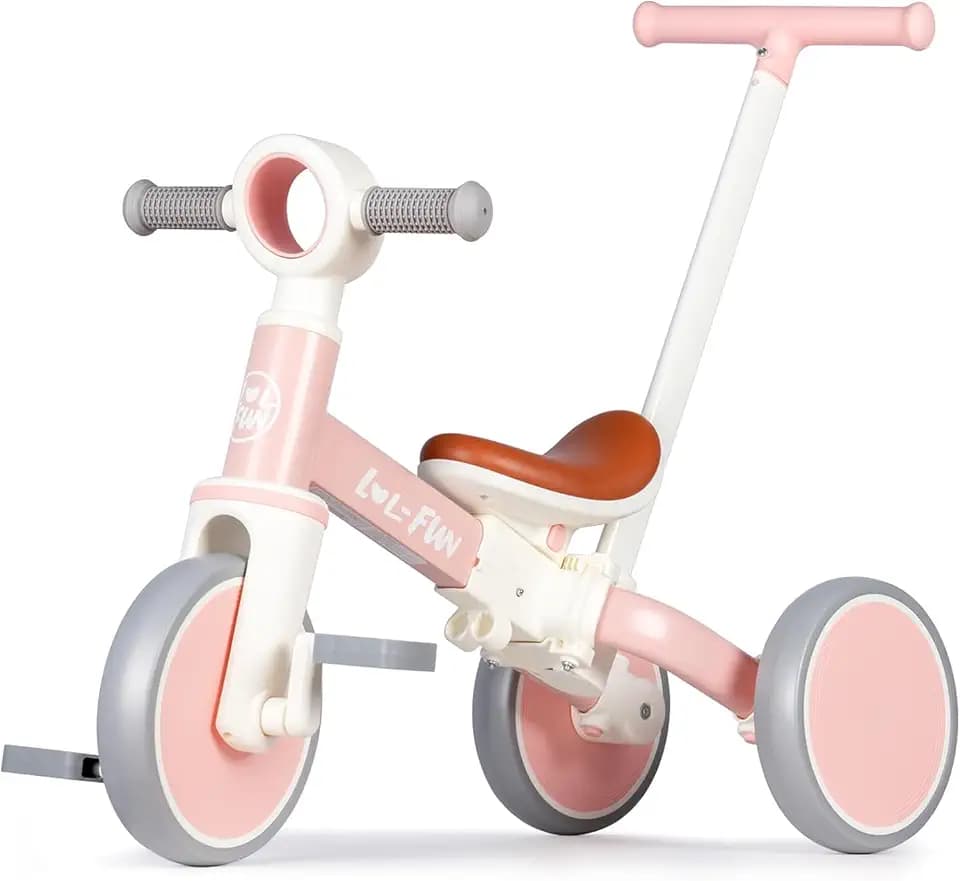 LOL-FUN Laufrad Dreirad ab 1 Jahr mit schubstange, Laufräder für Kinder
