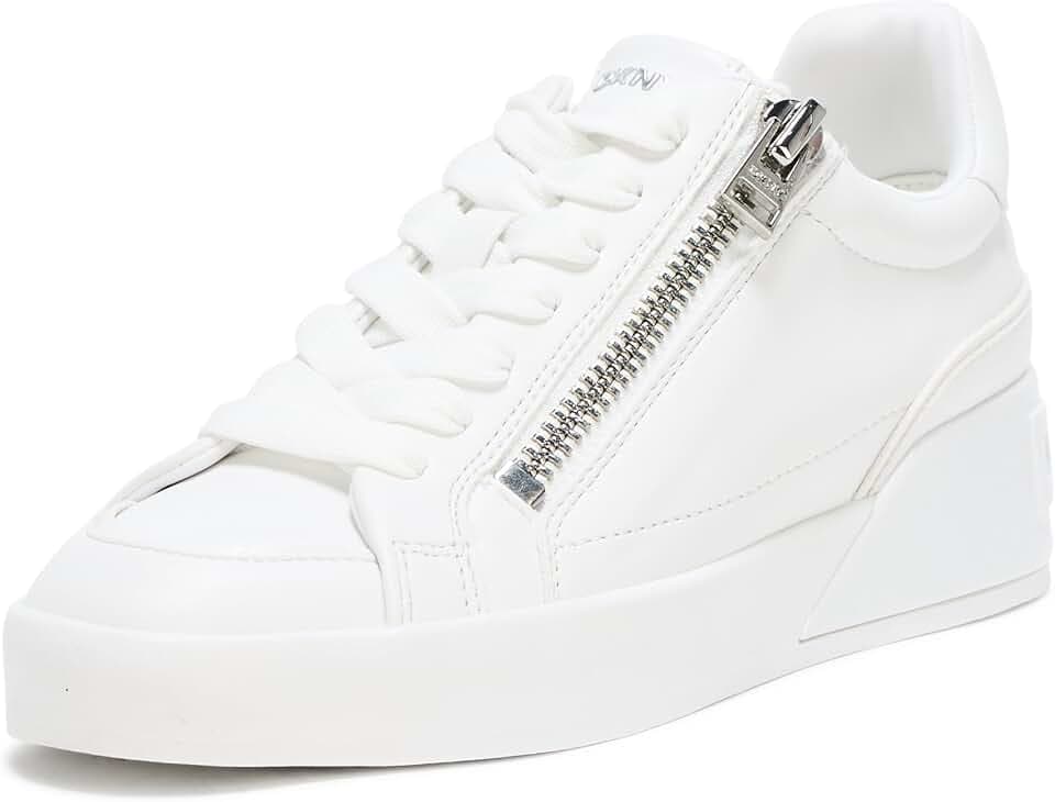 DKNY Women's Mei Everyday Lace Up Sneaker with Side Zipper