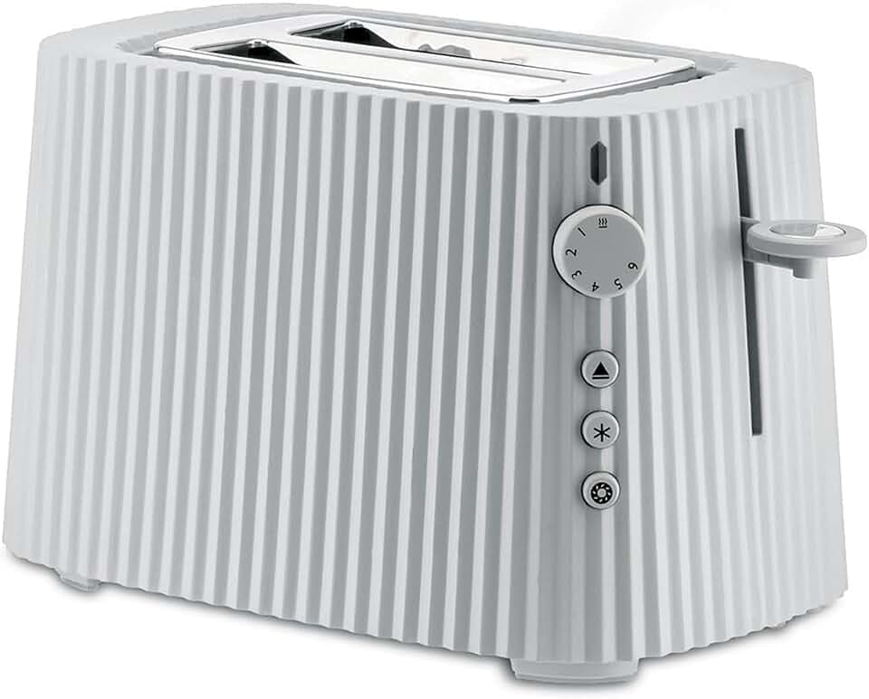 Alessi Plissé MDL08 W - Design Toaster, Sechs Stufen der Vergoldung, aus Thermoplastischem Harz, Europäisch Stecker 850 W, Weiß