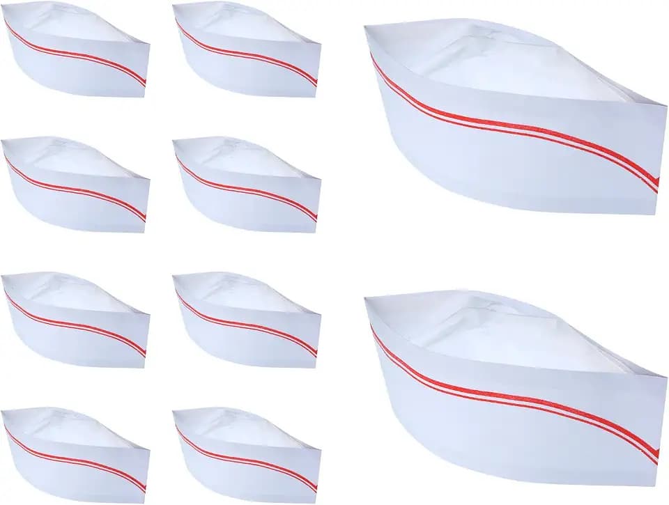 BBTO 10 Pcs Soda Jerk Paper Hats Food Server Cap