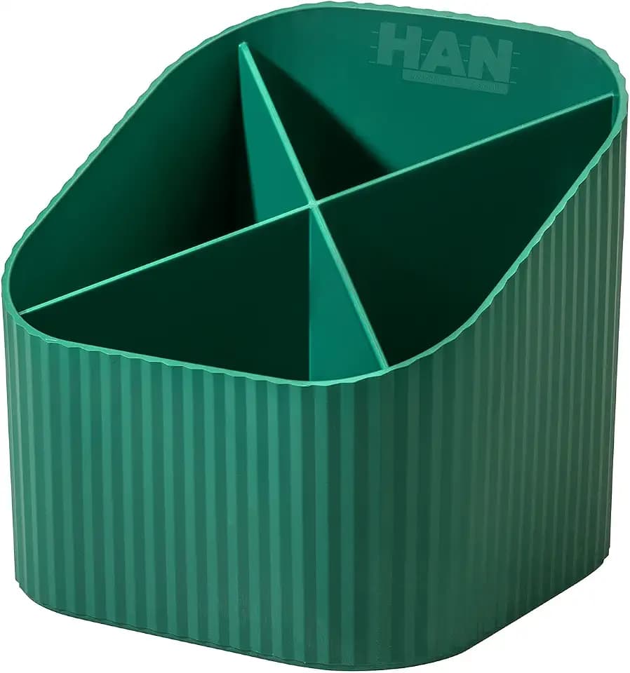 Schreibtischköcher KARMA, mit 4 Fächern, aus 80-100 Prozent Recyclingmaterial, Stiftehalter, 17248-05, grün