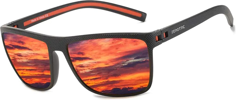 ZENOTTIC Sonnenbrille Herren Polarisiert Leichte TR90 Rahmen UV400 Schutz Quadrat Sonnenbrille