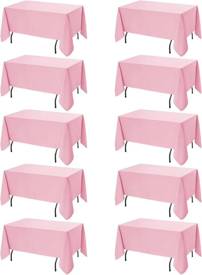 10-Pack Pink Tablecloths for Rectangle Tables, 60 x 120 Inches