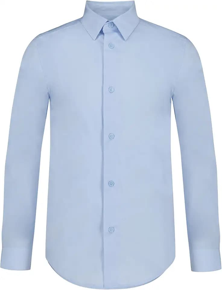 Calvin Klein Boys' Long Sleeve Slim Fit Dress Shirt, Button-Down Style with Cuffs & Shirttail Hem