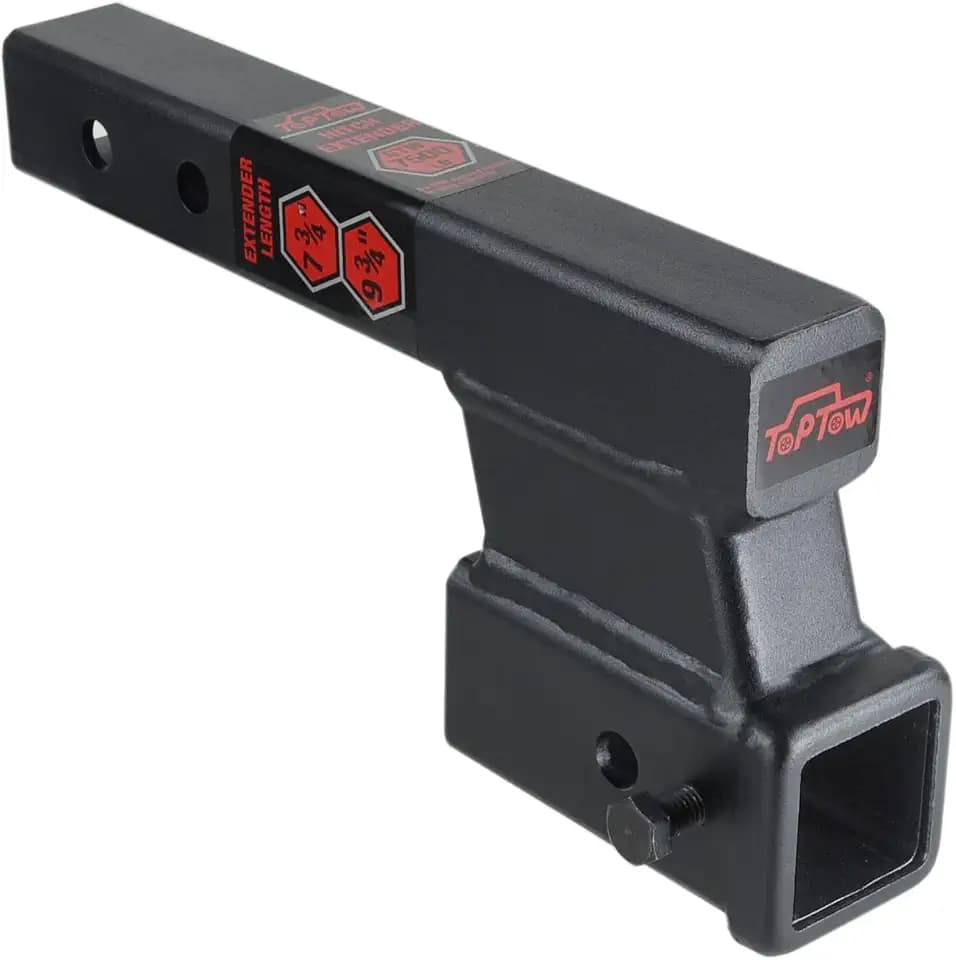 TOPTOW Trailer Receiver Hitch Extender Adapter 4" Drop/Riser, 8" and 10" Extension Length, 2" Shank, 7500lbs Towing Capacity, Matte Black…