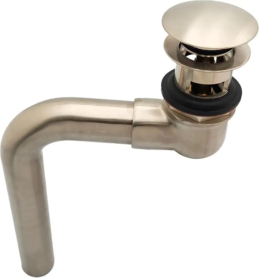 Westbrass 1-1/4" Tip-Toe Offset Overflow Lavatory Drain, 17 Gauge Brass Sink Drain with 1-1/4" Tailpiece, Fits 1-1/2" Opening, Fully Finished Exposed Installation, Satin Nickel