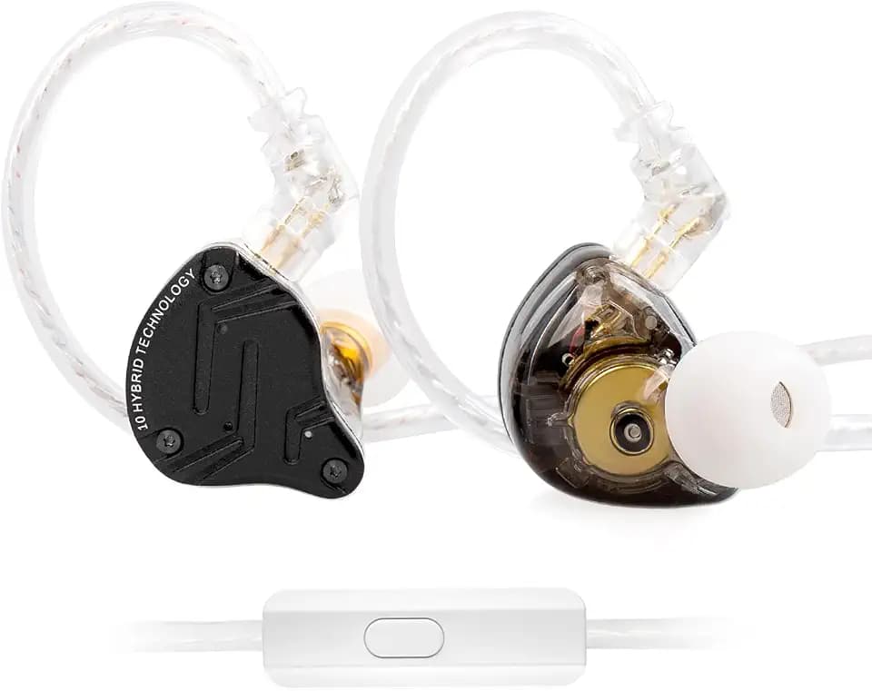 KINBOOFI KZ ZS10 Pro X im Ohrhörhelme, verbessert 4BA 1DD KZ Kopfhörer Multi-Treiber im Ohrhörhörer-IEM mit Abnehmbarer silberbekannter Legierungs-2Pin-Kabel für Audiophile (dunkel, mit Mikrofon)