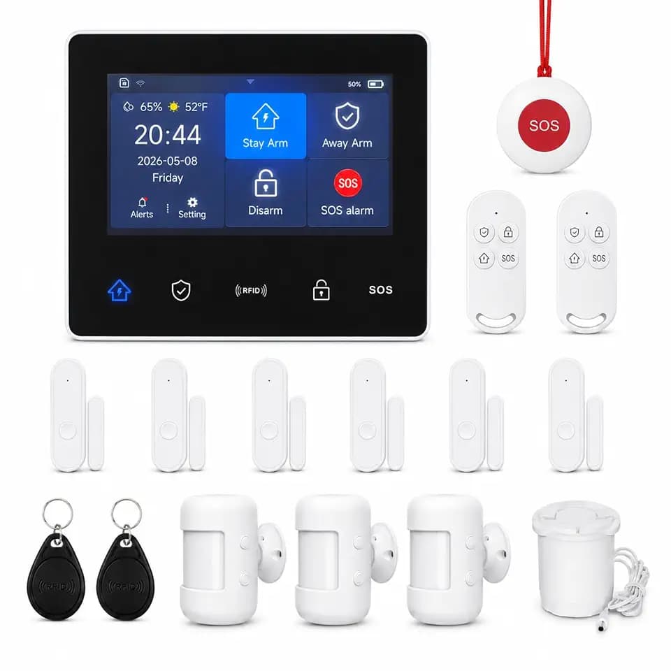 GEN 2 Wireless Home Security System, 16-Piece DIY Alarm Kit for House & Apartment, WiFi & 4G Touchscreen Hub, Door Sensors, Motion Detectors, App Alerts, 120dB Wired Siren, No Monthly Fee