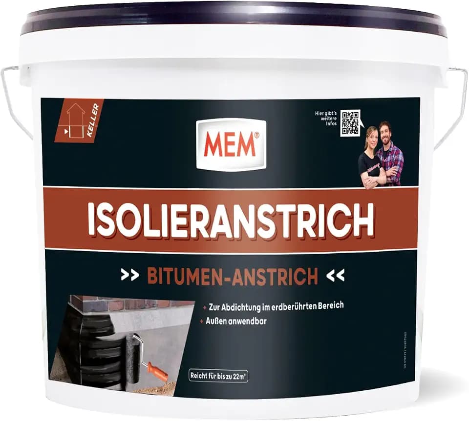 MEM Isolieranstrich Schwarz – 10 l – Bitumen-Anstrich