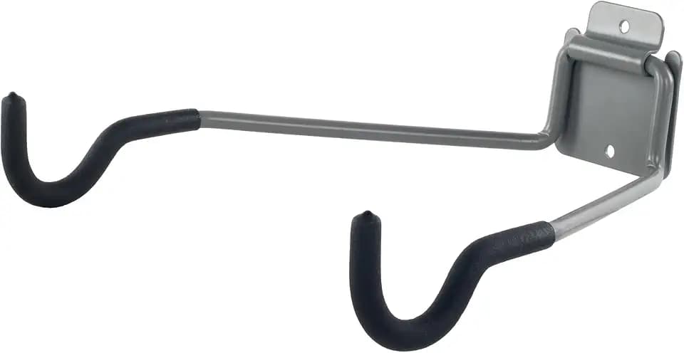Stalwart Bike Wall Mount - EVA Foam Padded Bicycle Hooks with 50lb Capacity - Flip-Up Garage Bicycle Rack for Mountain, Road, and Kids Bikes by Rad Sportz, Silver, Black