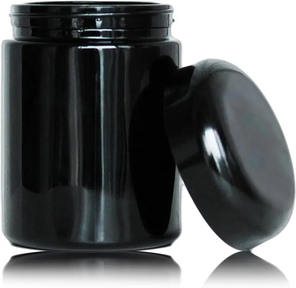 Matoolser Black Glass Storage Container Jar 250ml(8.45 fl oz) with UV Protection for Spice Coffee Matcha