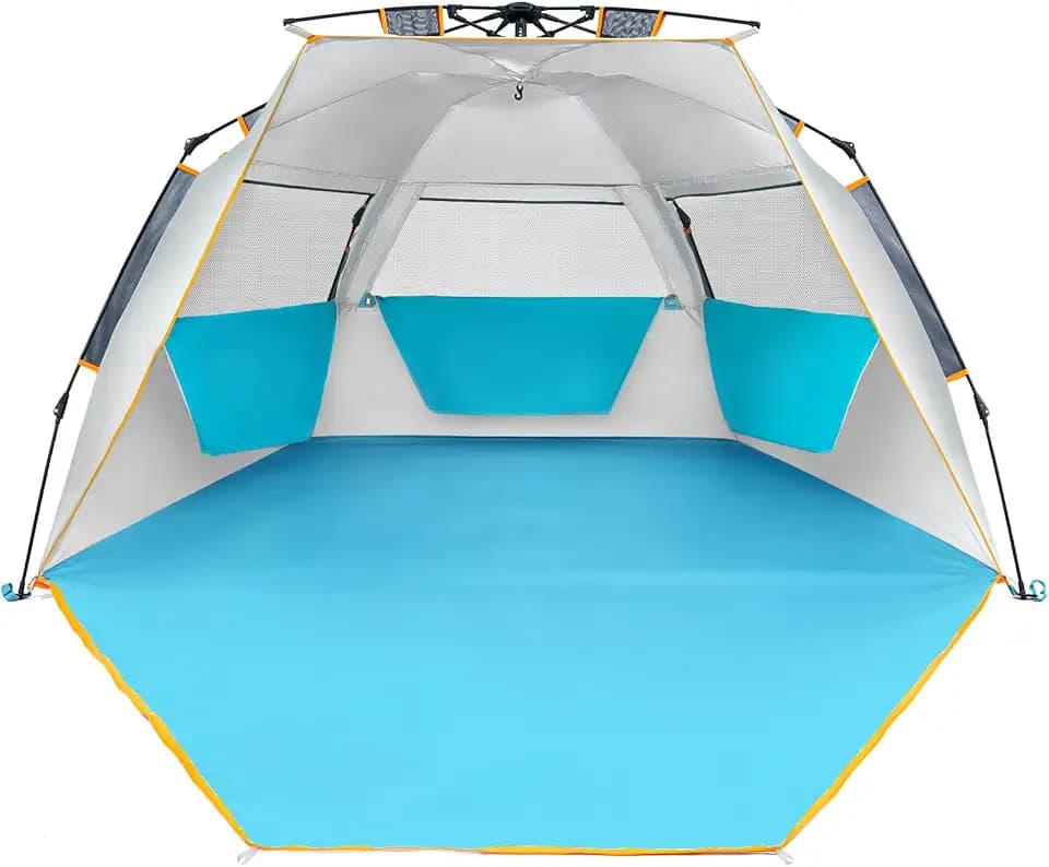 WolfWise Instant Beach Tent, Easy Setup Sun Shelter, Zipper Door 3-4 Person