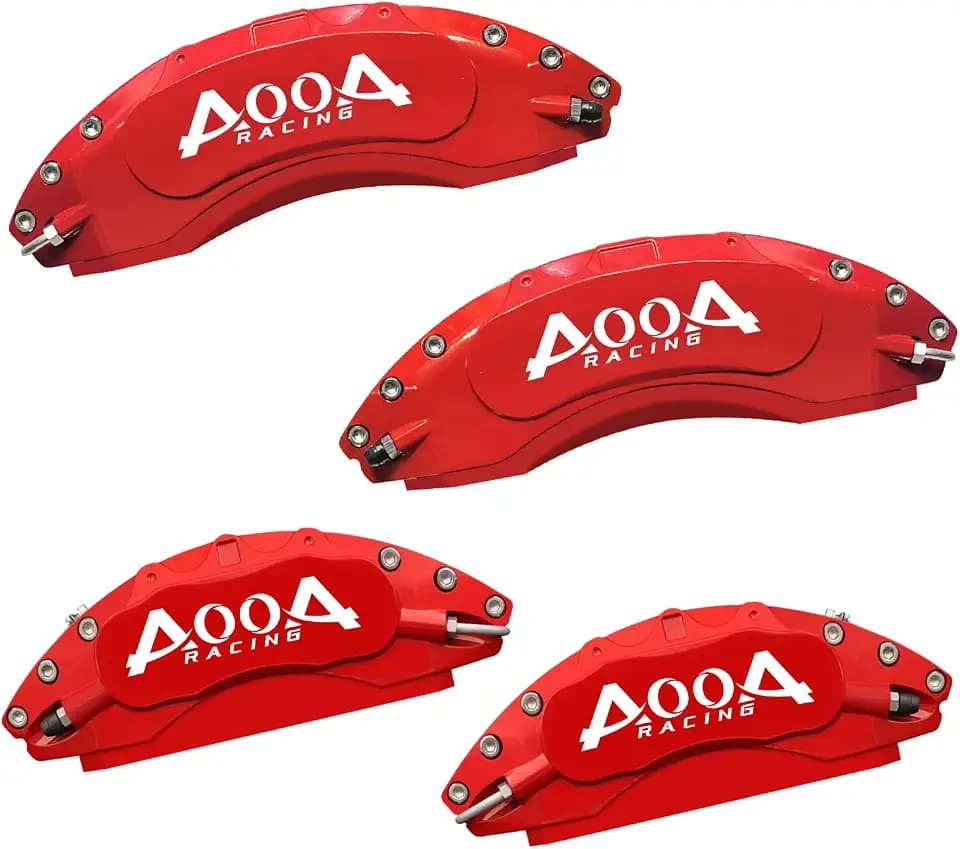 Brake Disc Red with White Character Caliper Cover Powder Coating Fits Chevrolet Silverado 1500 2007-2018 and GMC Yukon 2007-2020,GMC Sierra 1500 2006-2018 (set of 4)