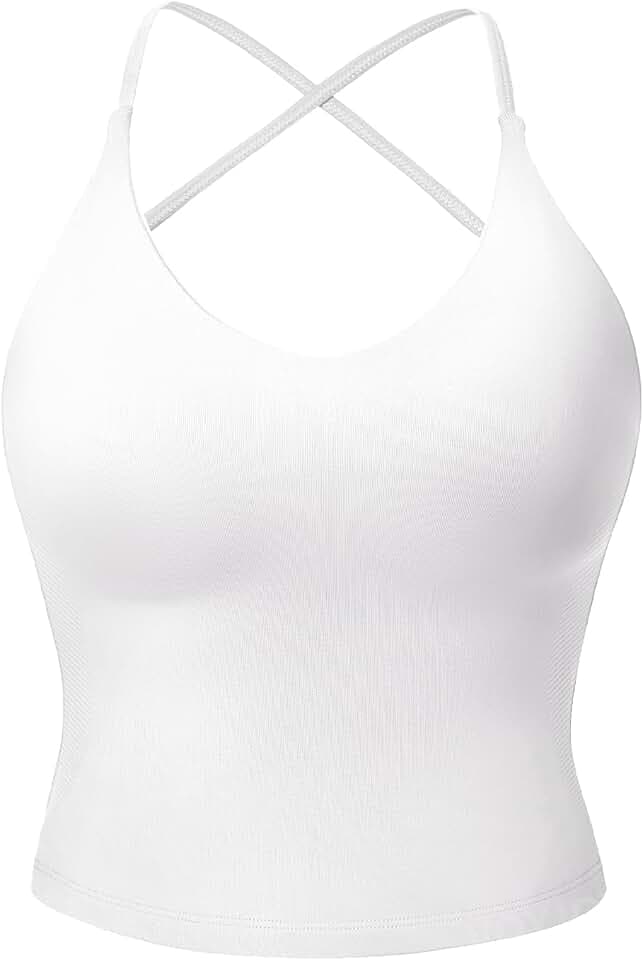 VOYJOY Workout Crop Tank Top Backless Built-in Bra Gym Yoga Bra