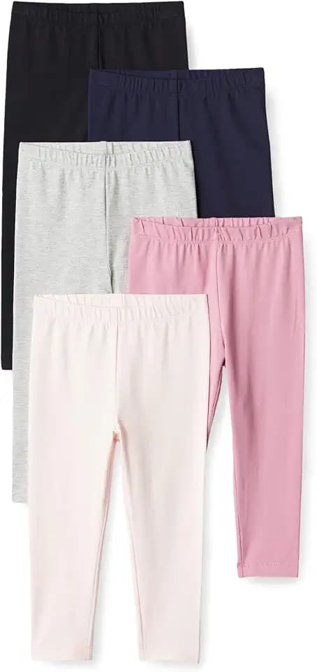 Amazon Essentials Girls' Cotton Stretch Leggings, Multipacks