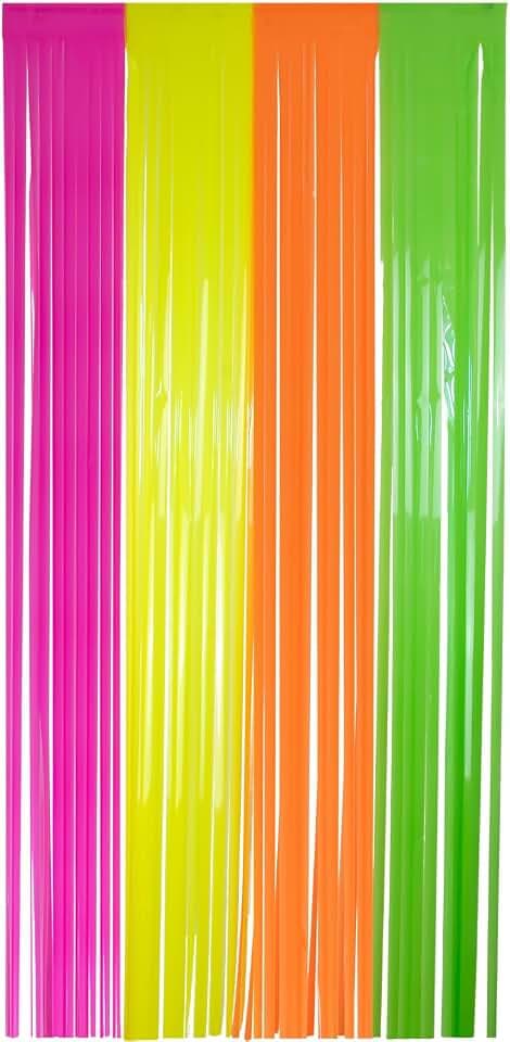 Folat 27593 Party Vorhang - Neon - 1 x 2 m - Folien Luftschlangen für Hochzeit, Party, Dekoration, Fotoautomat und Festivals Bühnendekor