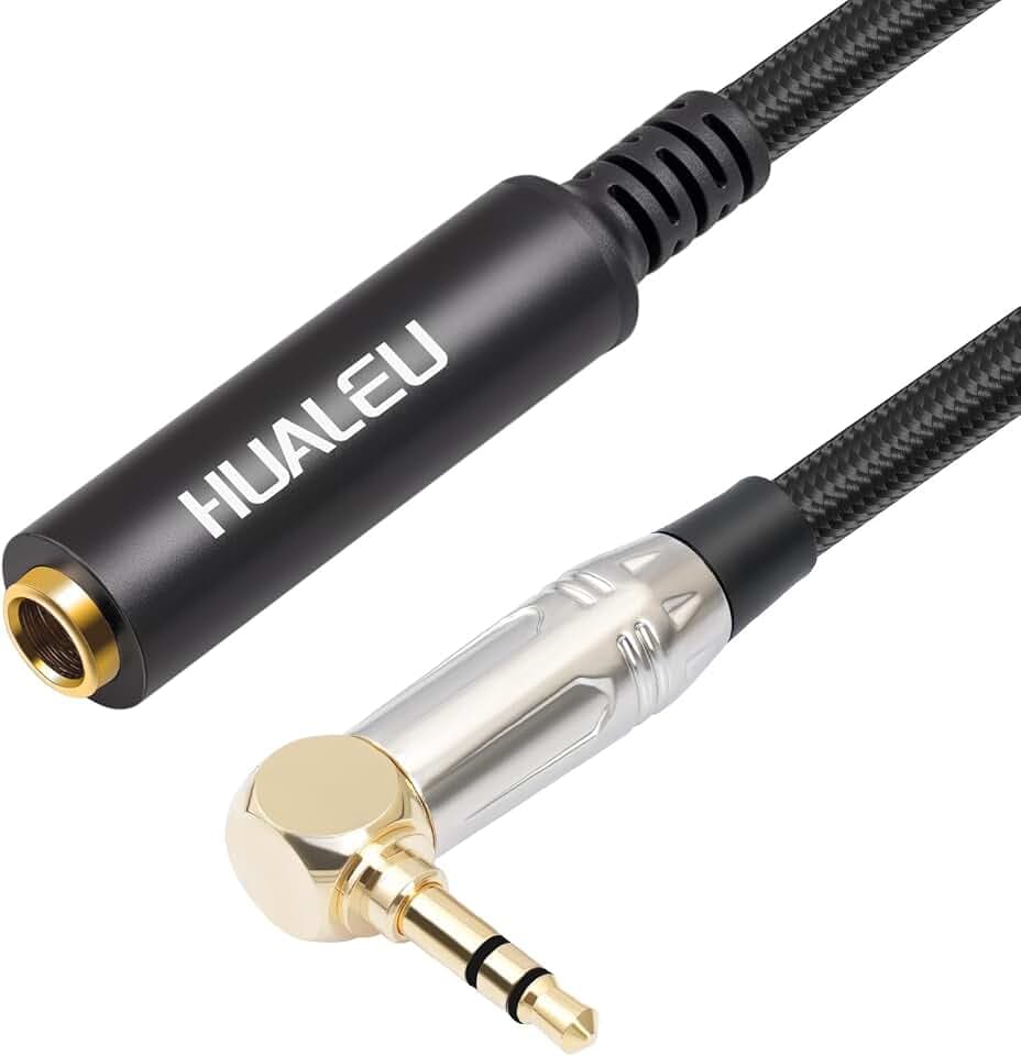 Right Angle 1/8 Male to 1/4 Female Stereo Audio Cable,TRS 6.35mm (1/4 inch) Female to 3.5 (1/8 inch) Male Right Angle Cable for Amplifier, Guitar, Headphone, Laptop-3.3Feet 1pack