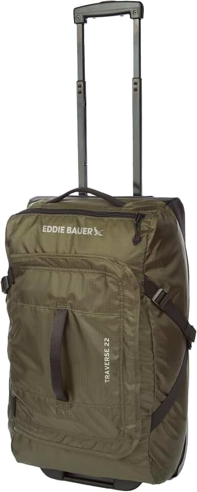 Eddie Bauer Traverse Luggage | Roller Wheels | Telescoping Handle | Travel | Vacation | Ripstop Nylon - Dark Loden, 22"