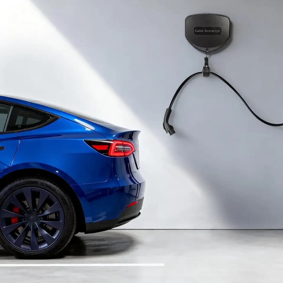 EV Charger Cable Retractor-11.5ft Wall Mount Automatic Charger Retractable Cord Reel and Retractable Cable Organizer for most EV Charger, Applies to 94% Electric Vehicles