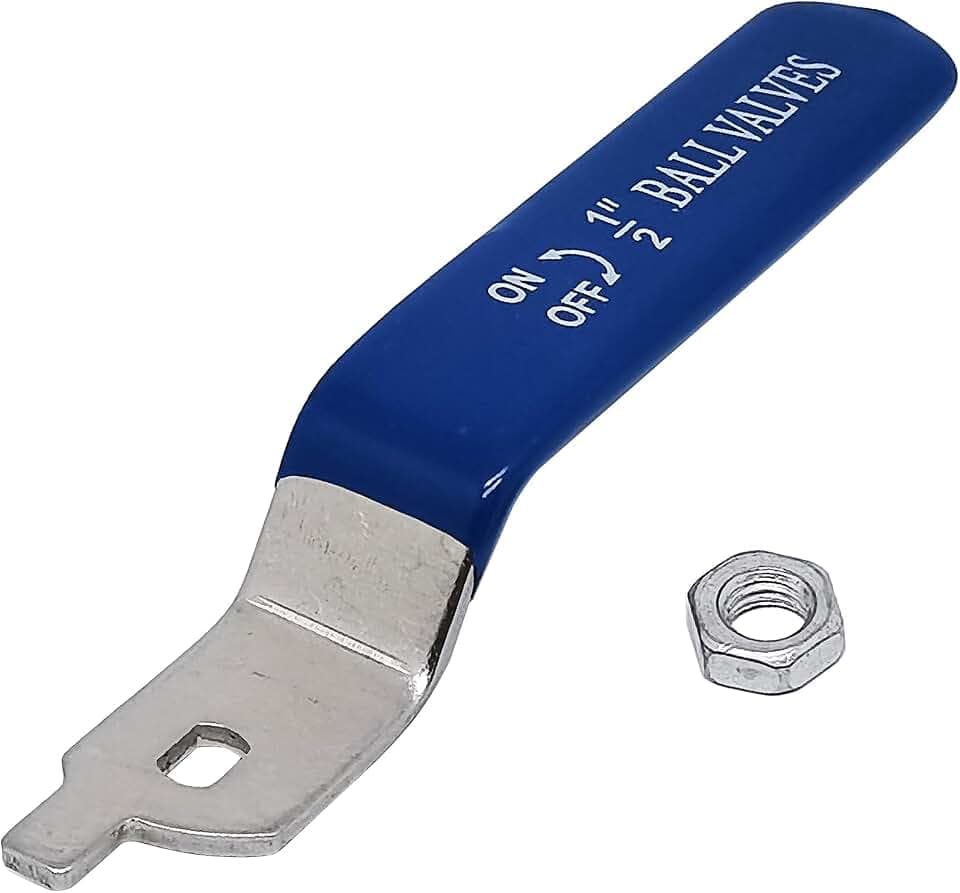 1 Piece Hole Size 4×6mm 201 Stainless Stee Ball Valve Handle with Blue Plastic Handle Grip & Nut Forl 1/2inch Ball Valve,180 Degree No Positioning Round Head(Straight)