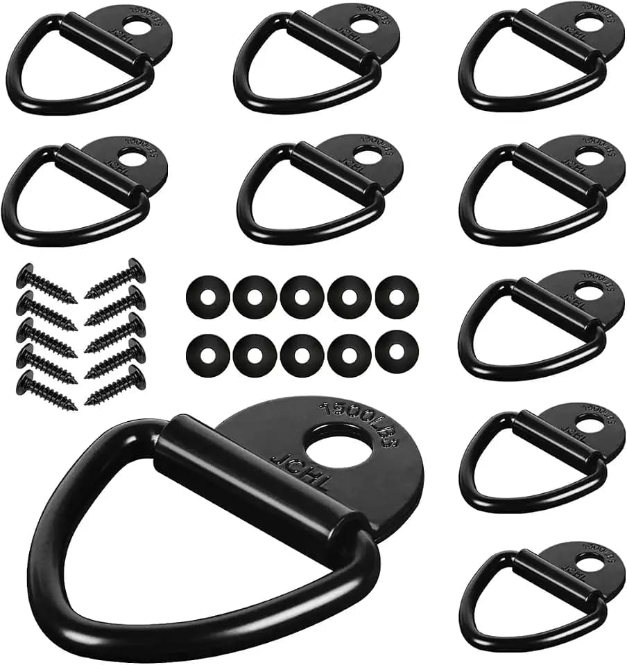 Cargo Tie-Down Anchors, 10PCS V-Ring 2" Diameter Steel V-Ring Bolt On Trailer Anchor for Cargo on Trucks Pickups Trailers Flush Mount TieDown Anchor