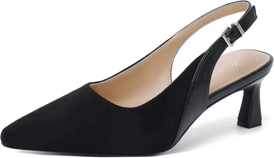 Mostrin Kitten Heels for Women Slingback Pointed Closed Toe Heels Women's Pumps Shoes for Wedding, Party, Commuting